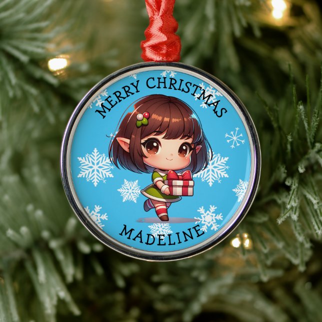 Adorno Metálico Cute Anime Asian Elf Personalized Christmas (Árbol)