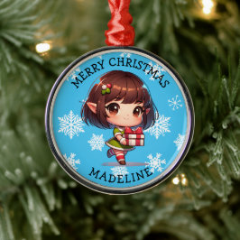 Adorno Metálico Cute Anime Asiático Elfo Navidad Personalizada