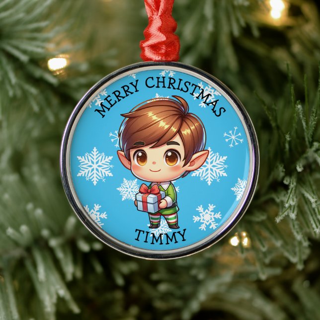 Adorno Metálico Cute Anime Boy Elf Personalized Christmas (Árbol)