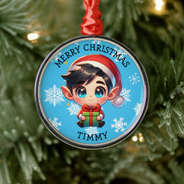 Adorno Metálico Cute Anime Boy Elf Personalized Christmas