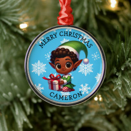 Adorno Metálico Cute Anime Elf of Color Personalized Christmas