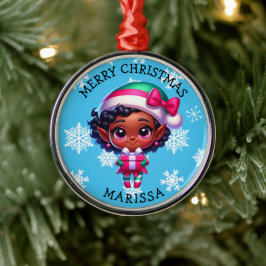 Adorno Metálico Cute Anime Elf of Color Personalized Christmas