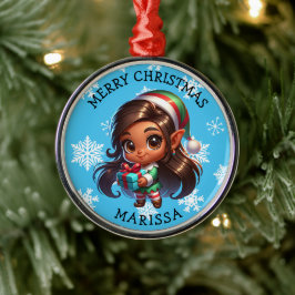 Adorno Metálico Cute Anime Elfo de Color Personalizado Navidad