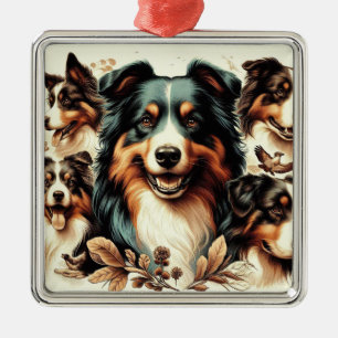 Adorno Metálico Cute Australian Shepherd Painting