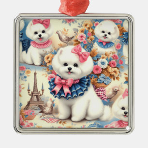 Adorno Metálico Cute Bichon Frisé Seamless