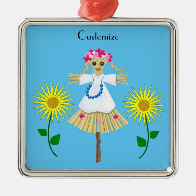 Adorno Metálico Cute Blonde Pigtails Scarecrow (Frente)