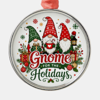 Adorno Metálico Cute Christmas Gnomes Holiday Design