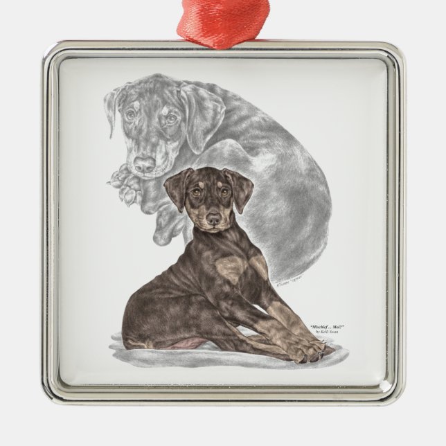 Adorno Metálico Cute Doberman Pinscher Puppy (Frente)