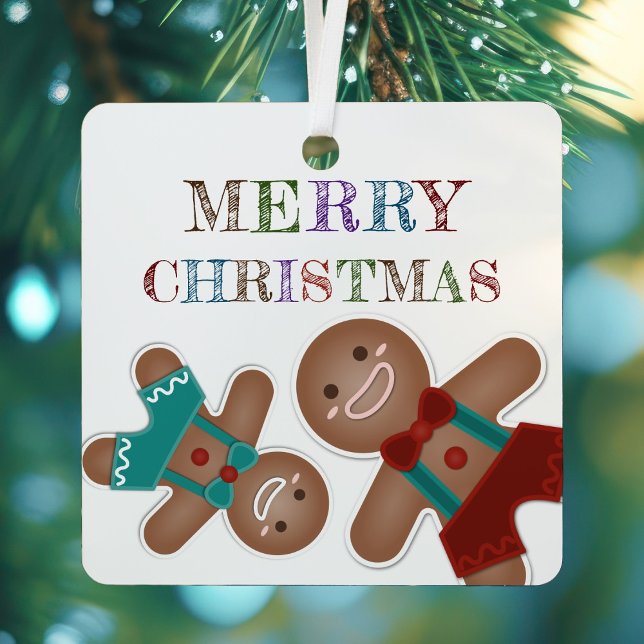 Adorno Metálico Cute Gingerbread Cookies Fotos de Feliz Navidad (Subido por el creador)