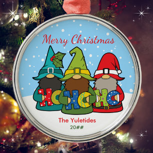 Adorno Metálico Cute Gnomes Feliz Navidad Personalizado