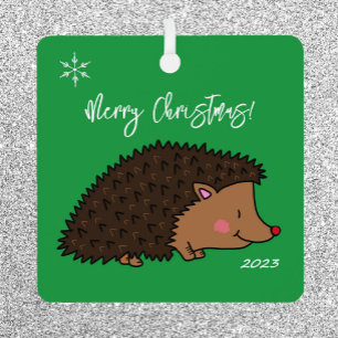 Adorno Metálico Cute Hedgehog Verde y Blanco