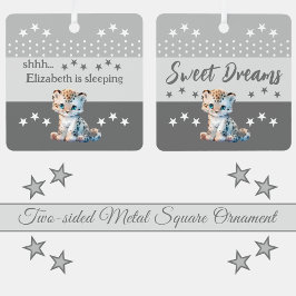 Adorno Metálico Cute leopardo shhh add name es gris dormido