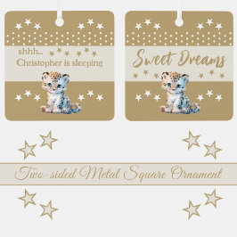 Adorno Metálico Cute leopardo shhh add name es marrón dormido