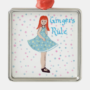 Adorno Metálico Cute Little Girl "Gingers Rule" Ornament