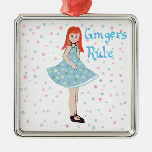 Adorno Metálico Cute Little Girl "Gingers Rule" Ornament (Frente)
