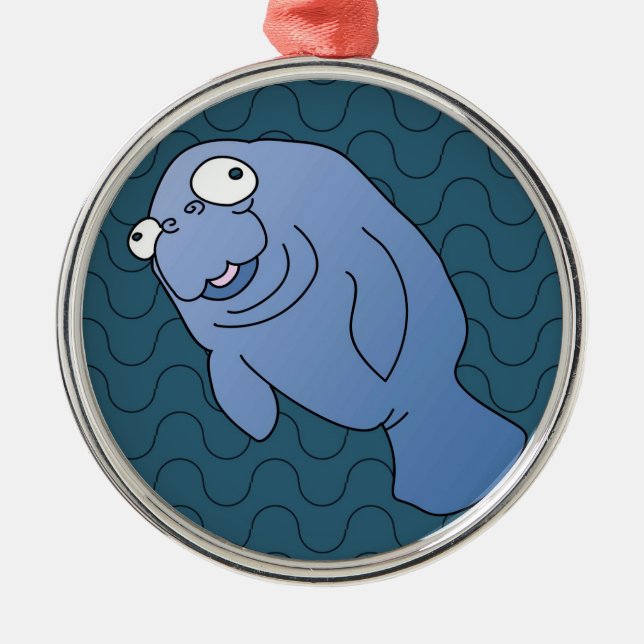 Adorno Metálico Cute Manatee Hugger Personalizado Animal (Frente)