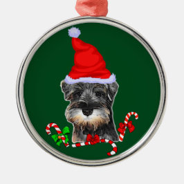 Adorno Metálico Cute Miniature Schnauzer Christmas