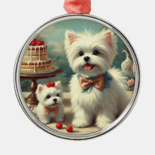 Adorno Metálico Cute pintura maltesa de cachorros