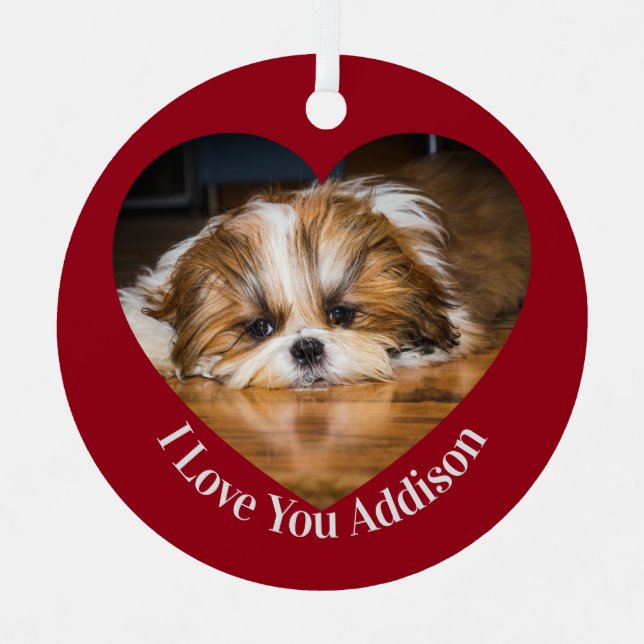 Adorno Metálico Cute shih tzu love Valentine heart photo (Anverso)