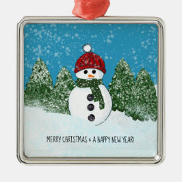 Adorno Metálico Cute Snowman | Feliz Navidad y Feliz Año Nuevo