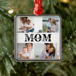Adorno Metálico Cute te te amo foto del Día de la Madre<br><div class="desc">Cute I Love You Mom's Day Photo Christmas Ornament incluye cuatro de tus fotos favoritas con el texto "I love you Mom" en la moderna tipografía negra. Diseñado por ©Evco Studio www.zazzle.com/store/evcostudio</div>