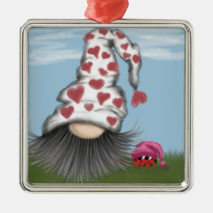 Adorno Metálico Cute Valentine Gnome