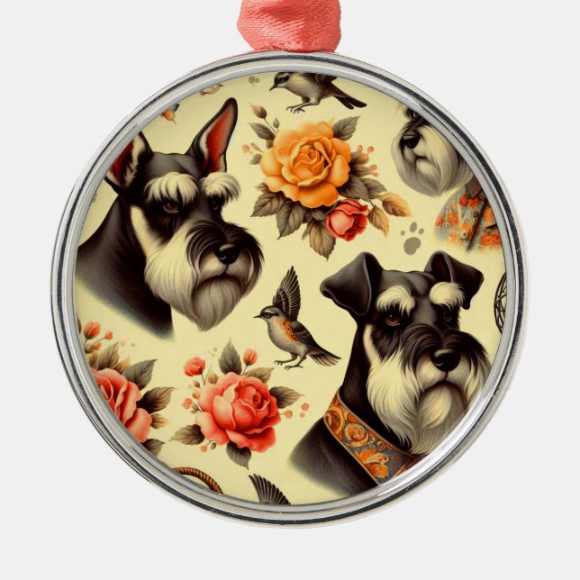 Adorno Metálico Cute Vintage Schnauzer (Frente)