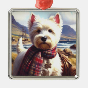 Adorno Metálico Cute West Highland White Terrier Pintura