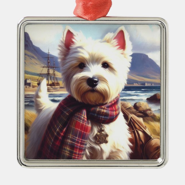 Adorno Metálico Cute West Highland White Terrier Pintura (Frente)