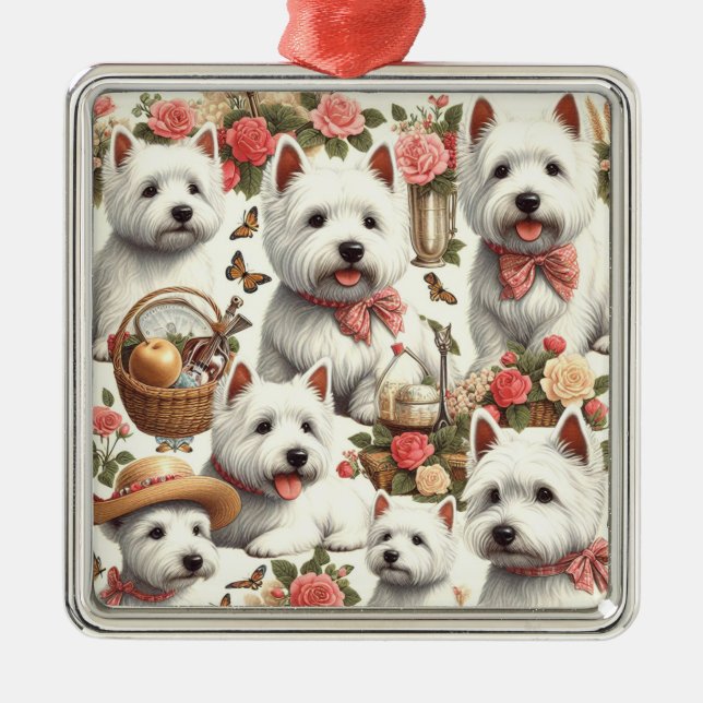 Adorno Metálico Cute West Highland White Terrier Seamless (Frente)