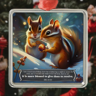 Adorno Metálico Cute Woodland Chipmunks Scripting Verse Navidades