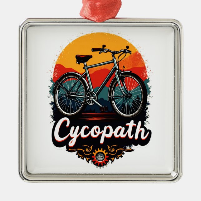 Adorno Metálico Cycopath: Bicicleta energética y gráfico de puesta (Frente)