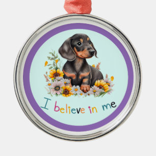 Adorno Metálico Dachshund, creo en mí