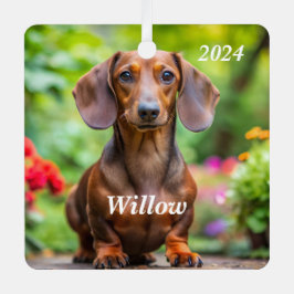 Adorno Metálico Dachshund marrón personalizado - Doxie