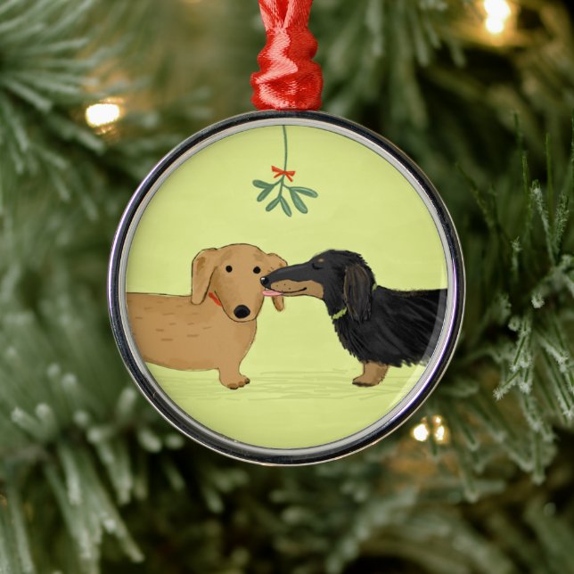 Adorno Metálico Dachshund Mistletoe Kiss - Navidades de Perros de  (Árbol)