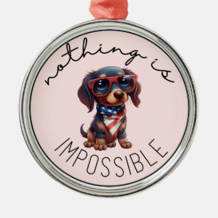 Adorno Metálico Dachshund Nada Es Imposible