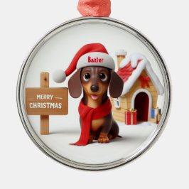 Adorno Metálico Dachshund Puppy animado