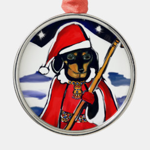 ADORNO METÁLICO DACHSHUND SANTA