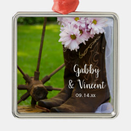 Adorno Metálico Daisies Rústicos Rosados Bota Boda De Campo