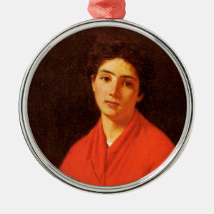 Adorno Metálico Dama de Rojo (Arte Italiano Vintage)