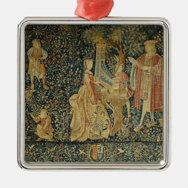 Adorno Metálico Dama tocando el órgano portativo de (Frente)