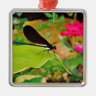 Adorno Metálico Damselfly y Rosa
