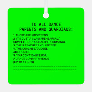 Adorno Metálico Dance Parent Reminder Banana Lime