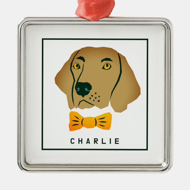 Adorno Metálico Dapper Golden Retriever Dog Personalizado (Frente)