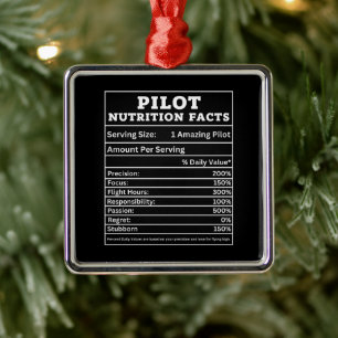 Adorno Metálico Datos Nutricionales del Piloto: Diseño de Regalo d