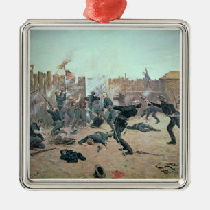 Adorno Metálico Defensa del fuerte: Los indios atacan una