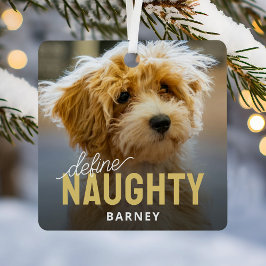 Adorno Metálico Definir Foto de Mascota Traviesa Navidad
