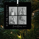 Adorno Metálico Definir traviesa | 4 Árbol de Navidad de Collage d<br><div class="desc">Celebra la temporada navideña decorando tu árbol de Navidad con un adorno único, de doble cara. Este adorno especial incluye un collage de cuatro fotos en la parte delantera y se puede inscribir con tu nombre o nombres y el año. Muestra tus recuerdos favoritos a la familia y amigos y...</div>
