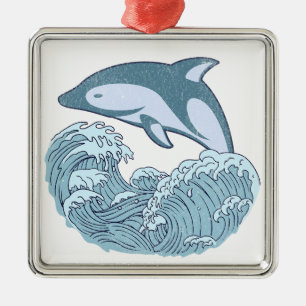 Adorno Metálico Delfín azul lindo