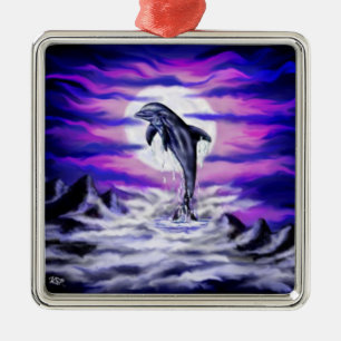 Adorno Metálico Delfín lúfono